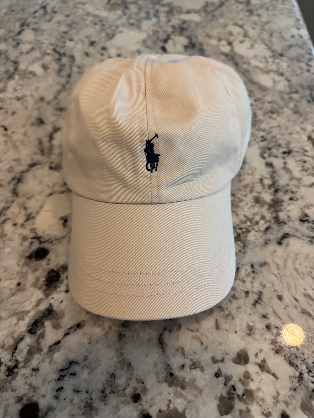 Ralph Lauren Cream Baseball Cap with Navy Polo Logo